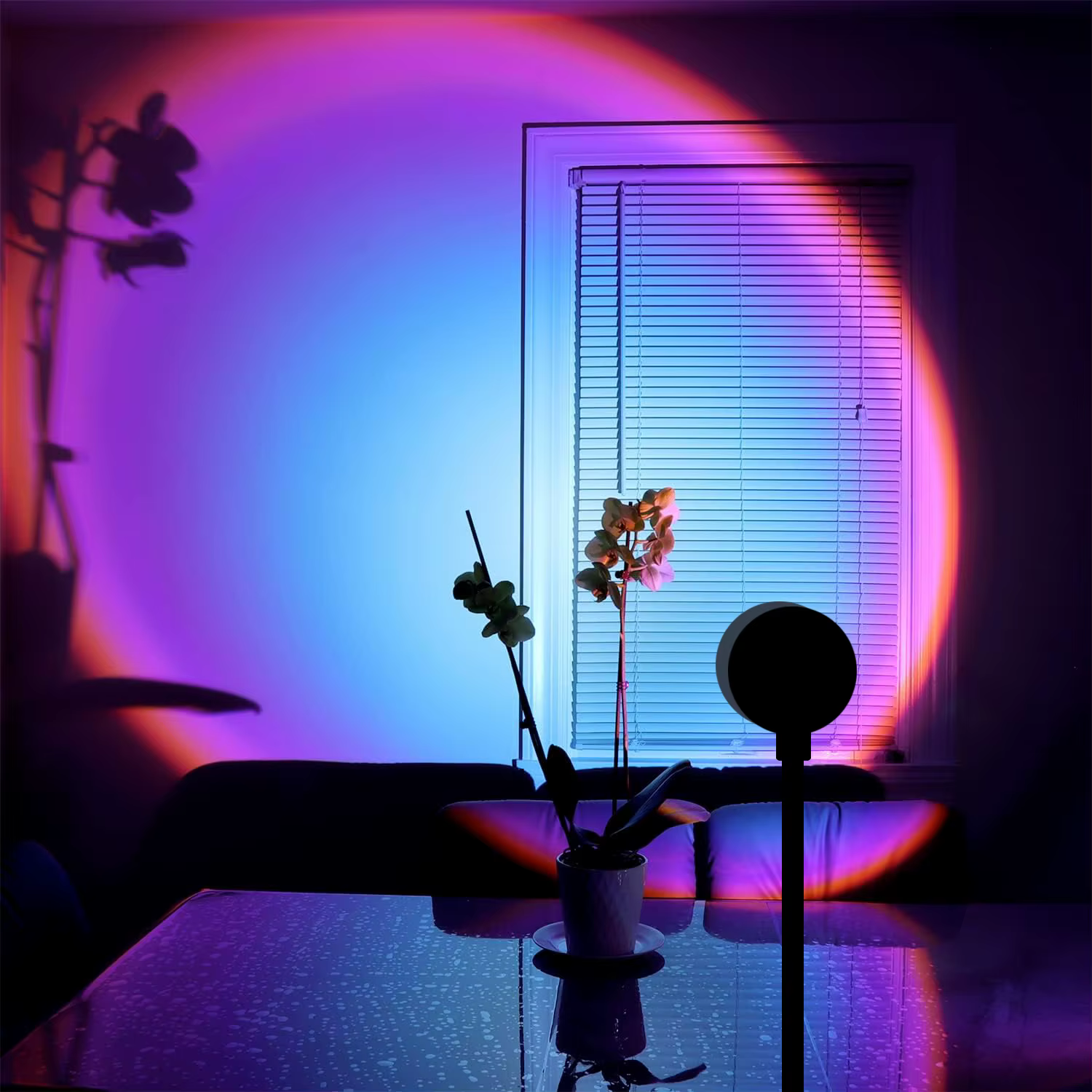 Lampe de projection arc-en-ciel, lampe d'ambiance décorative USB au coucher du soleil, rotative mult