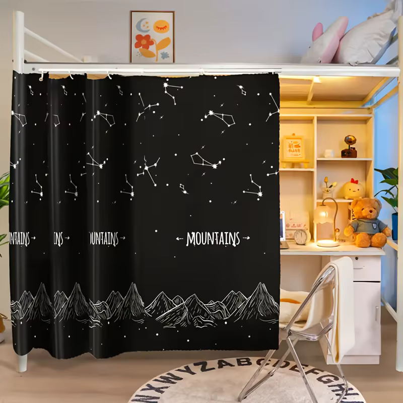 Rideau de lit 1 chambre - occultant, motif étoiles, séparateur de pièce, tissu léger, idéal pour les