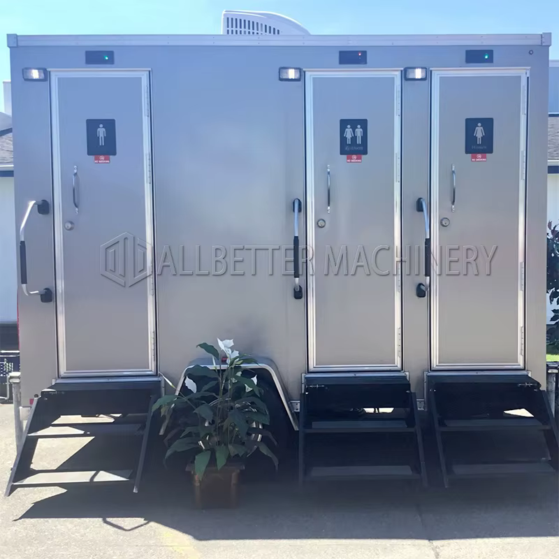 Remorque de toilettes Portable moderne à 3 stands, avec Port de douche, toilettes extérieures, remor