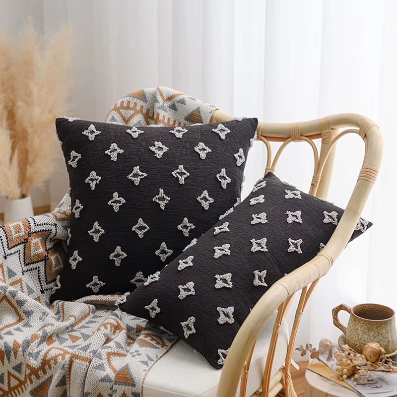 Juste de coussin en jacquard rhombique, taie d'oreiller, doux, moutarde, jaune, noir, rouge, vert, g