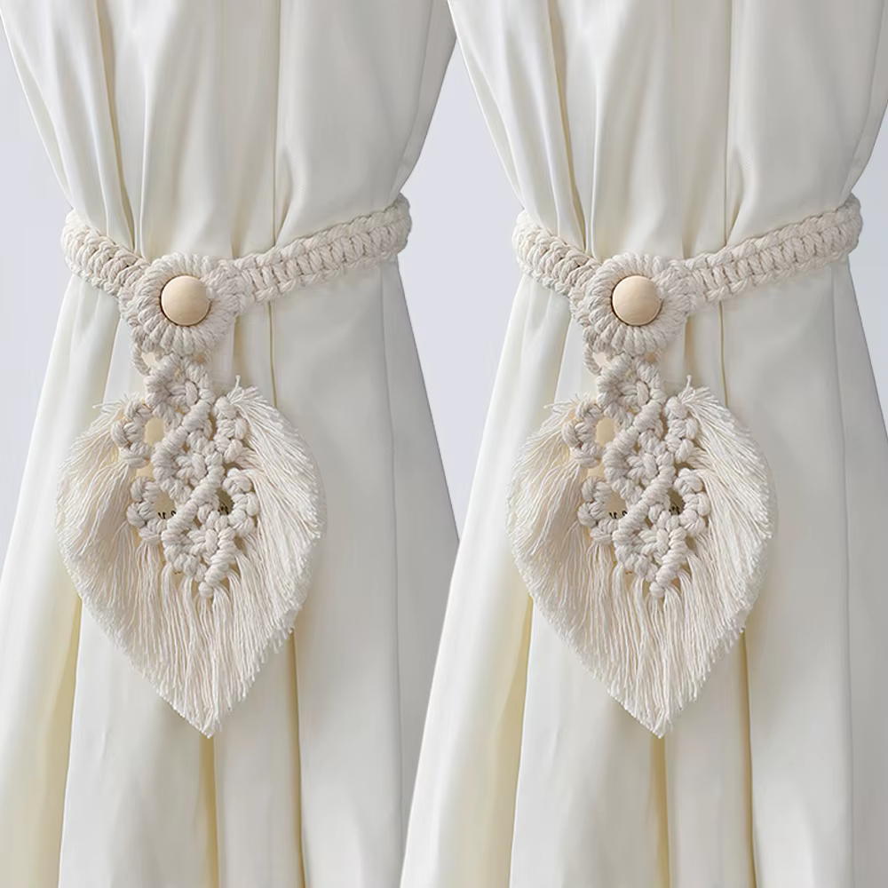 Embrasses de rideaux en macramé, 2 paquets, rideaux décoratifs avec perles, décor de chambre Boho Ka