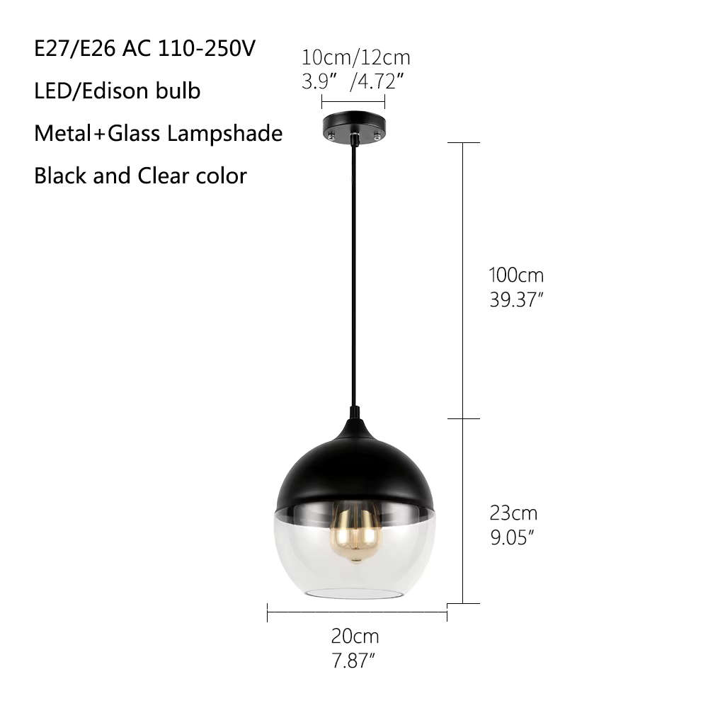 Lampe Suspendue en Verre au Design Nordique Moderne, Luminaire Décoratif d'Nik, Idéal pour un Loft, 