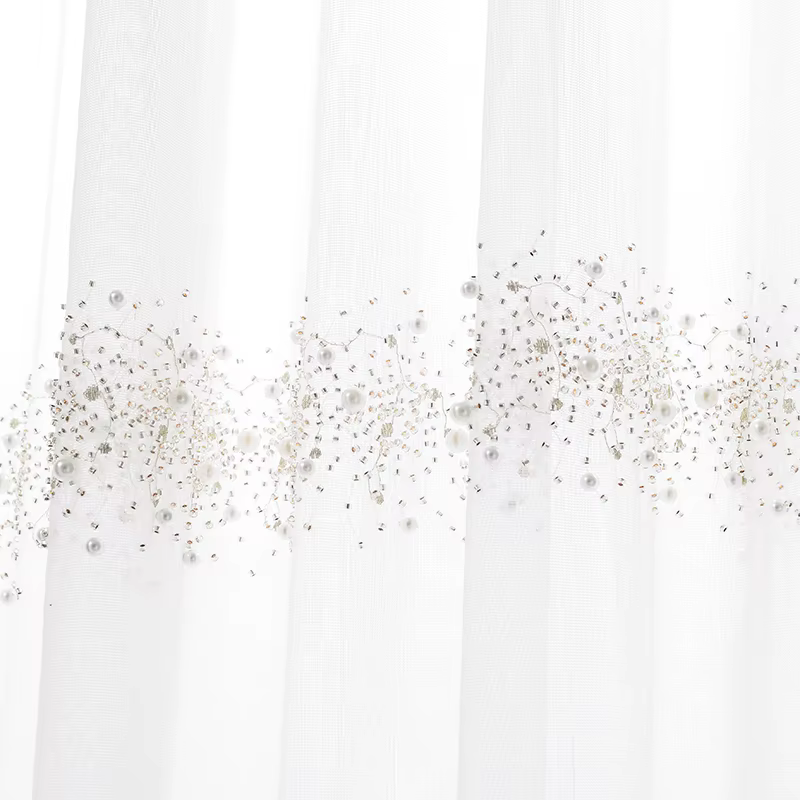 Meteor Pearl – rideaux en Tulle brodés, perles de luxe, blanc/gris, voile pur pour balcon, ZH452 # V