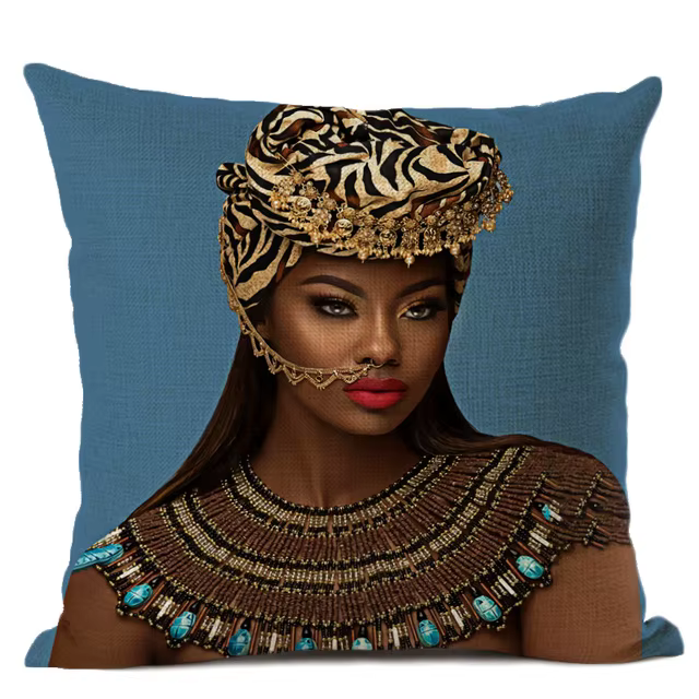 Juste de coussin de siège de femme africaine, taie d'oreiller décorative, portrait imprimé, jugement