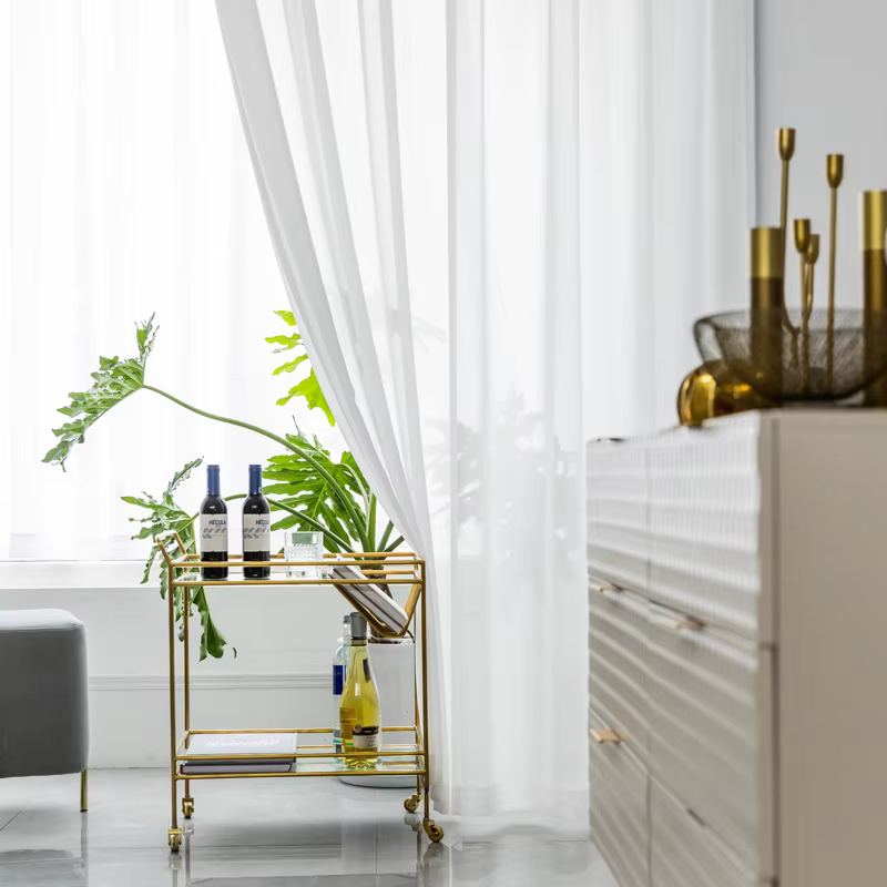 Rideaux en tulle blanc pour salon, décoration moderne en mousseline de soie, rideaux de cuisine tran