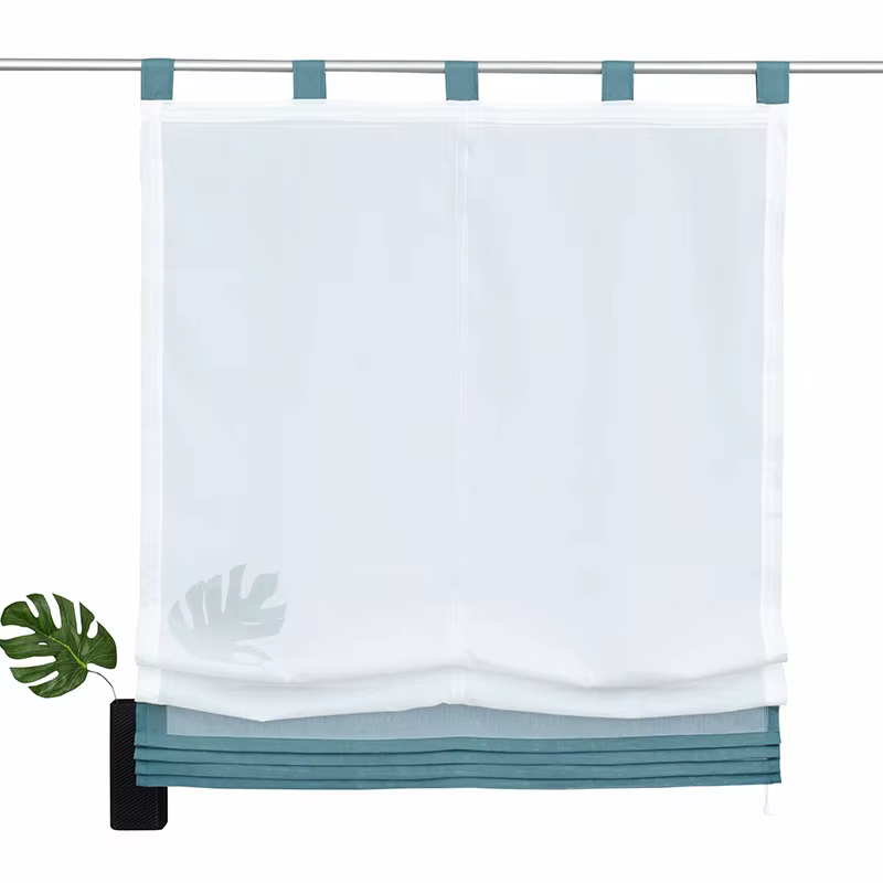 Rideau de cuisine en tulle romain pour fenêtre et balcon, drapé transparent, couleur unie, couture d