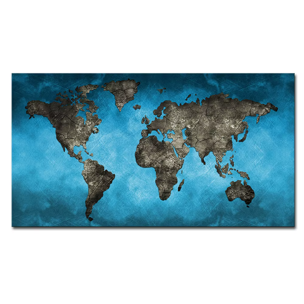 Décoration murale moderne carte du monde, peinture sur toile HD, affiches et impressions sur toile, 