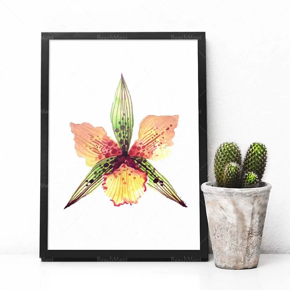Ensemble de 3 impressions d'art aquarelle d'orchidées, peinture de fleurs d'orchidées, décor tropica