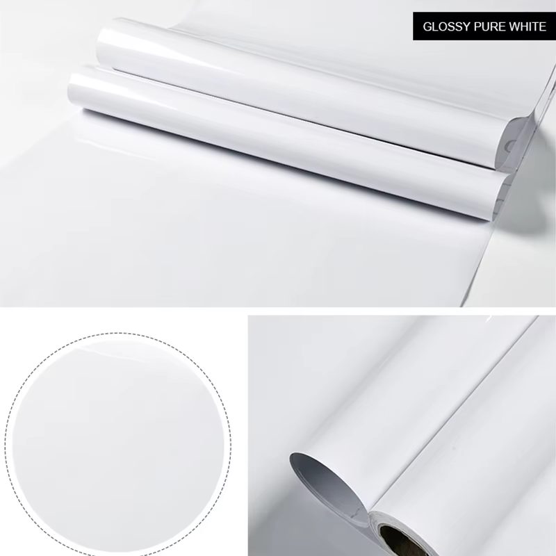 Papier peint auto-adhésif blanc mat à haute brillance, Film décoratif pour la rénovation de meubles 