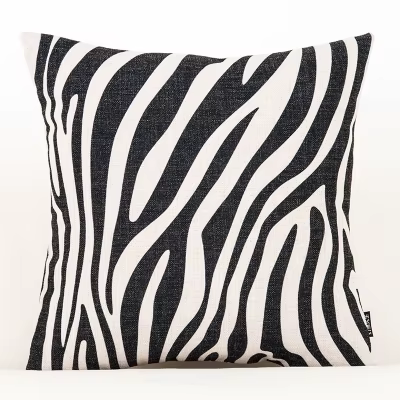 Housse de coussin géométrique zèbre de dessin animé, taie d'oreiller géométrique, décoration de mais