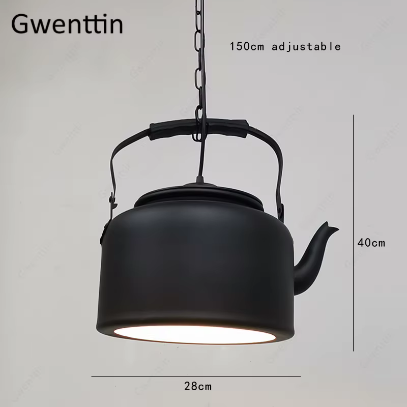 Lampe suspendue industrielle rétro pour salle à manger, bouilloire en fer, lampes suspendues pour ba