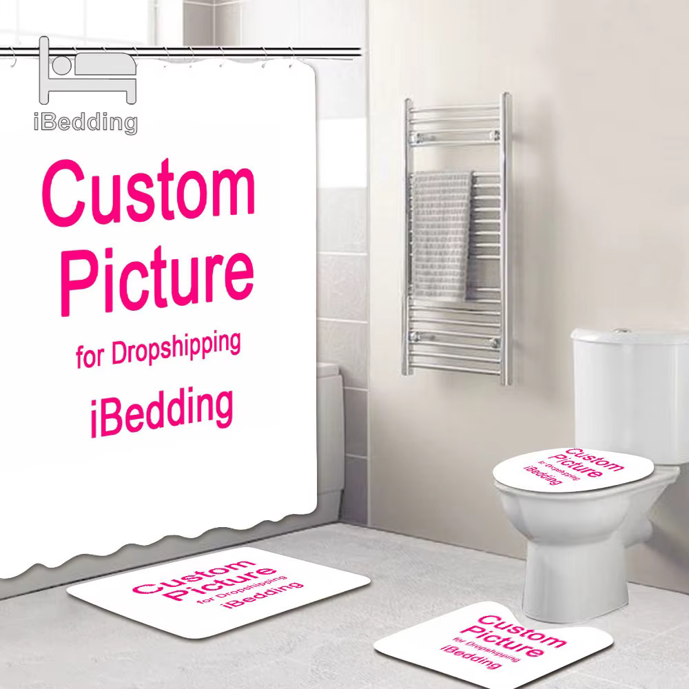 Ensemble de salle de bain personnalisé, rideau de douche étanche avec crochets, tapis de couverture 