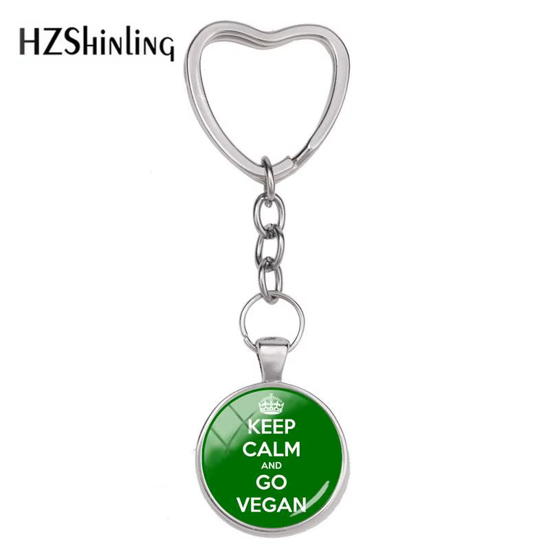 Porte-clés I Love Vegan, en forme de cœur, Cabochon en verre, accessoire de bijoux artisanaux, nouve