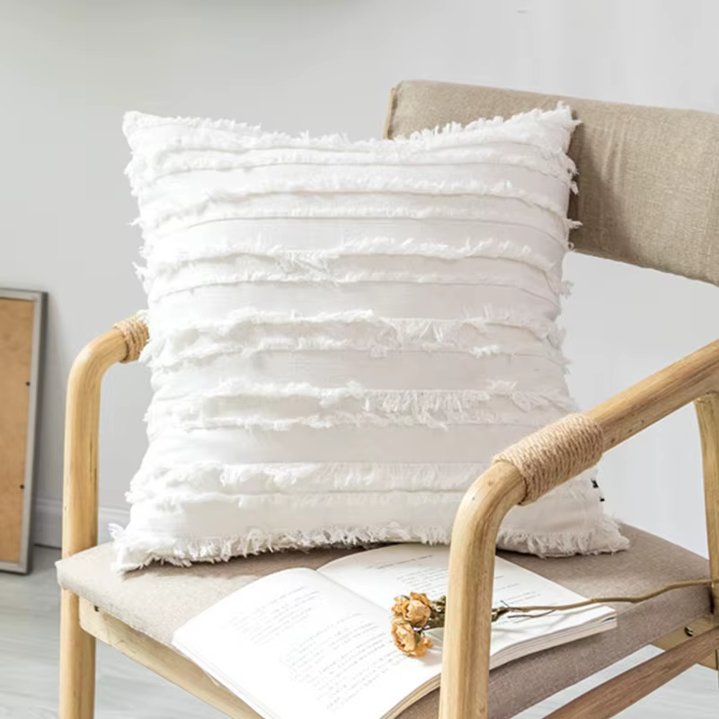 Juste de coussin avec glands pour la maison, décoration de canapé, salon, document solide, 30x50cm, 