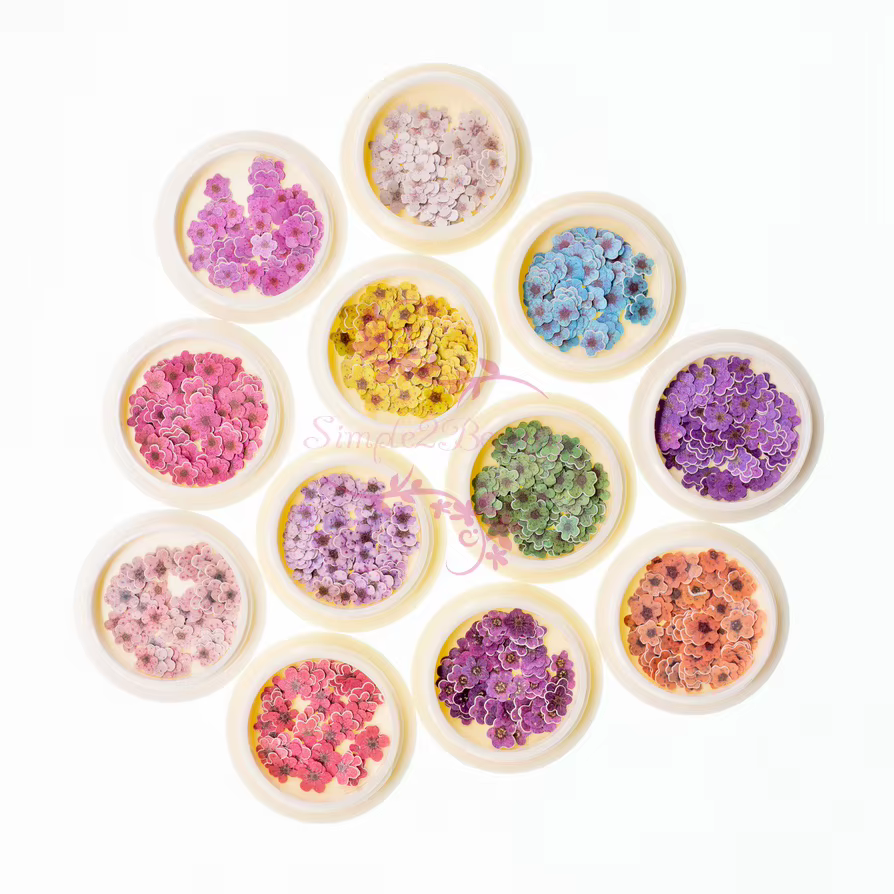 Fleurs de Prunier Artificielles 12 Couleurs 3D pour Nail Art, Bijoux de Manucure, Artisanat, Tranche