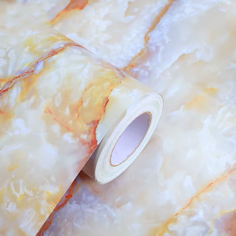 Papier peint en marbre imperméable pour meubles de salon modernes, autocollant mural auto-adhésif en