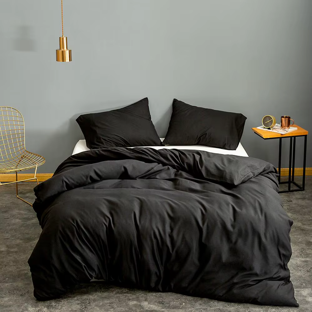 Bonenjoy Housse de couette en microfibre noire, sans taie d'oreiller, pour lit simple/queen/king