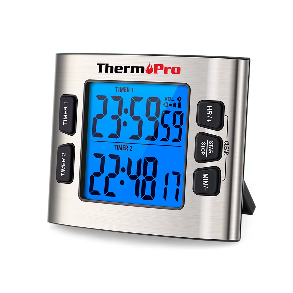 ThermoPro TM02 – minuterie de cuisine rétro-éclairé, compte à rebours, double minuterie numérique po