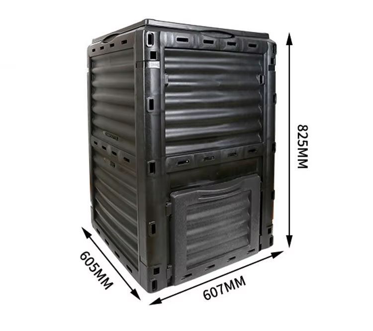 Poubelle à Compost de 300l, boîte à compost pour jardin et cour, feuilles, engrais organique, réserv