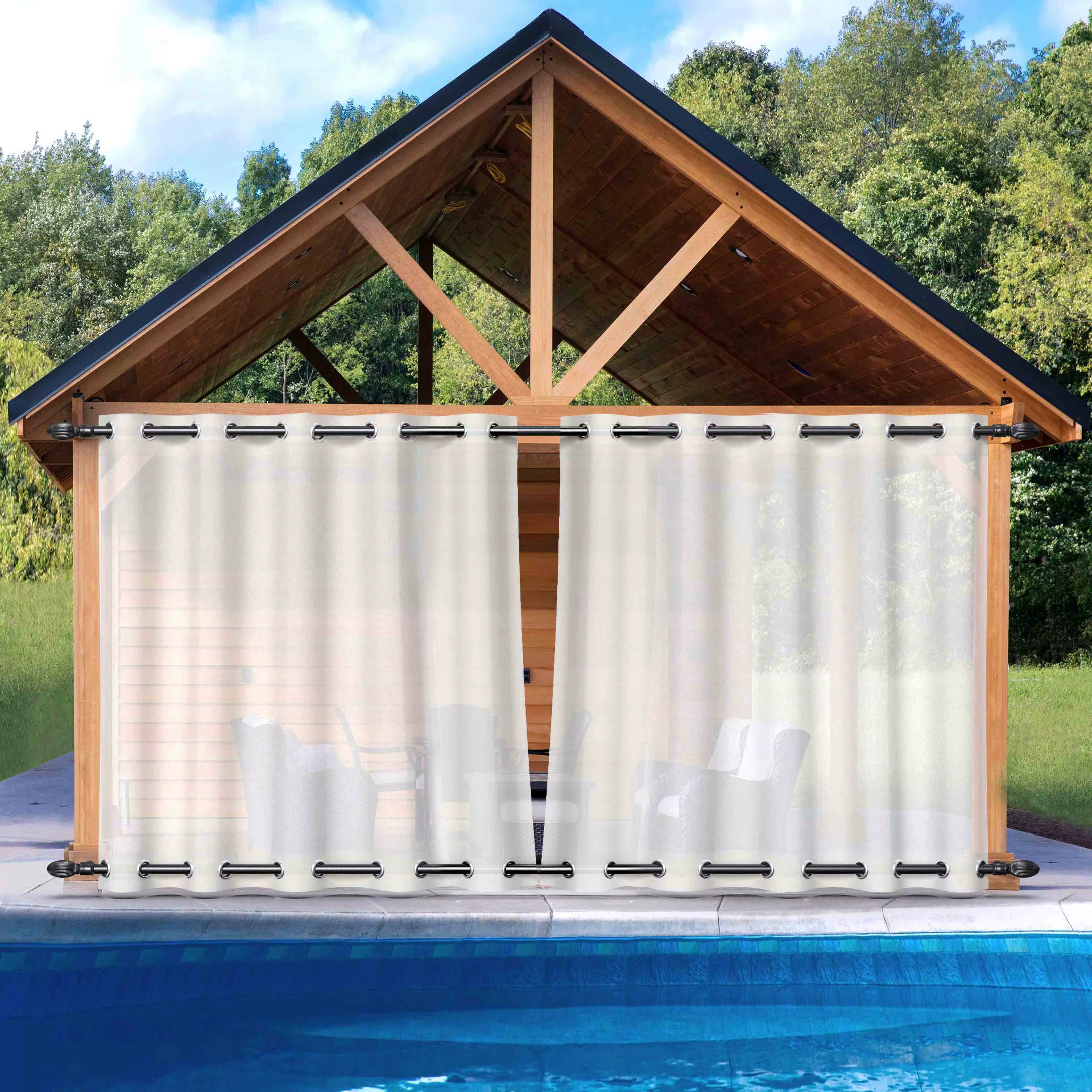 Rideaux transparents d'extérieur, stores à auvent imperméables pour la vie privée, porche, gazebo, t