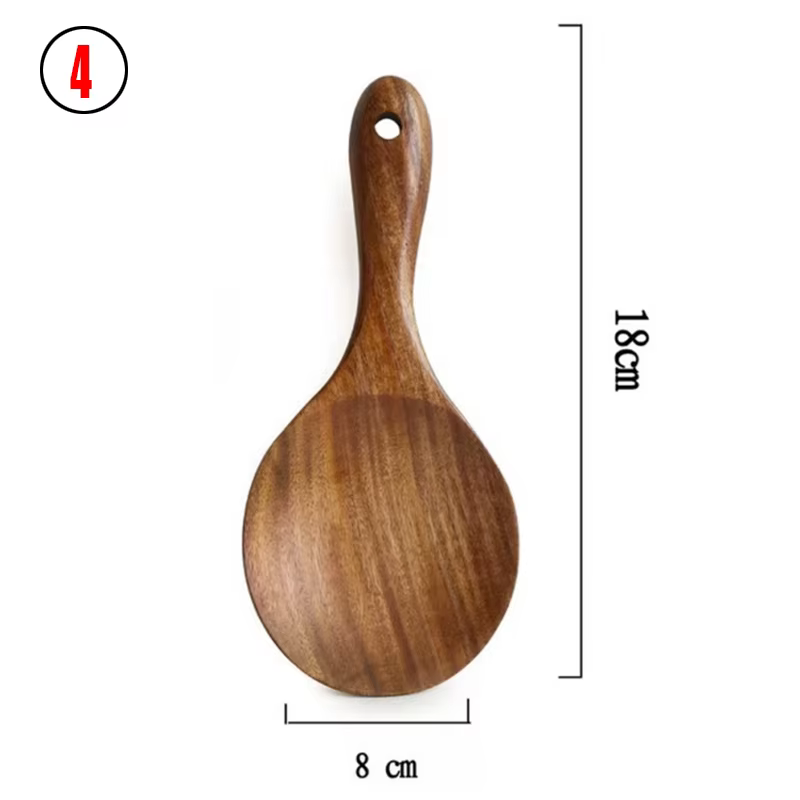 Vaisselle en bois naturel de teck thaïlandais, cuillère, louche, tourneur, longue passoire à riz, éc