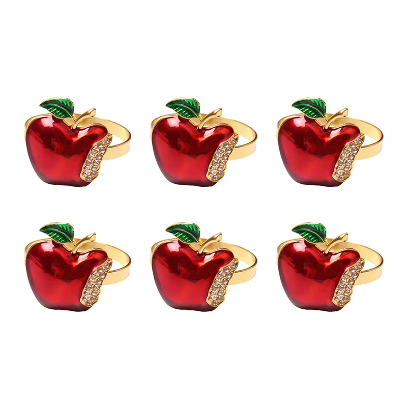Ronds de serviette pomme rouge, lot de 6, pour mariage, fête, banquet, Noël, anniversaire, décoratio