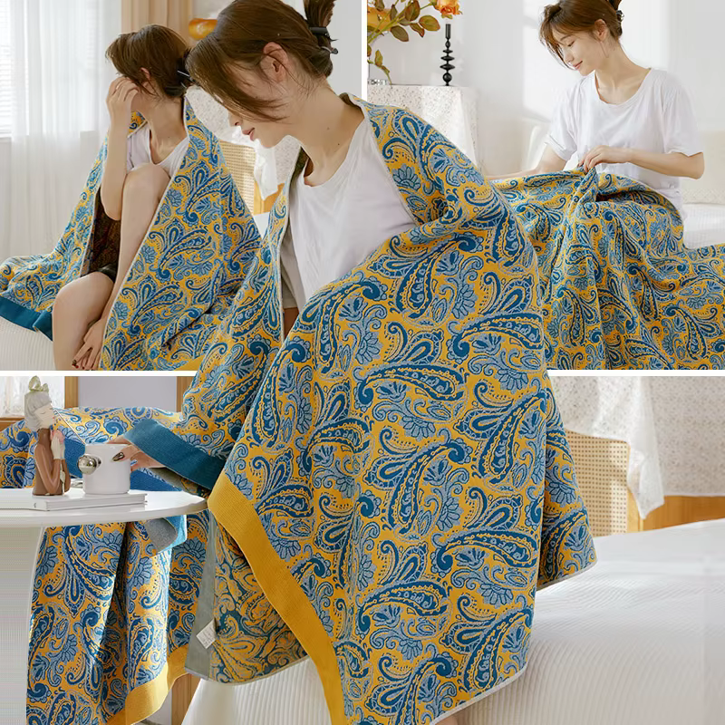 Serviette de bain en gaze de coton, grande serviette de bain pour la maison, douce et absorbante, 4 