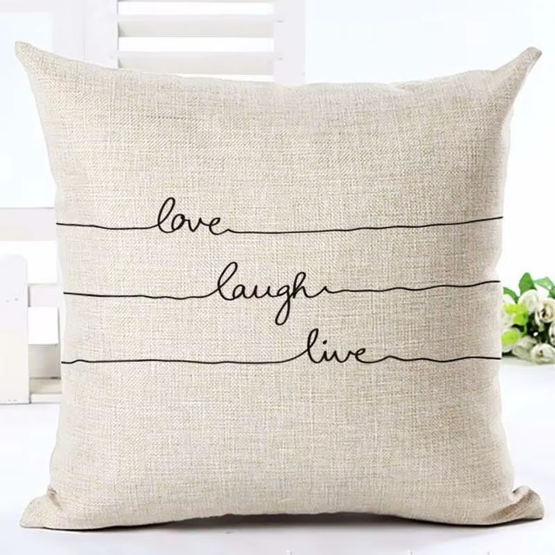 Housses de coussin décoratives en coton et polyester, motif Lettre Amour Maison, noir et blanc, pour