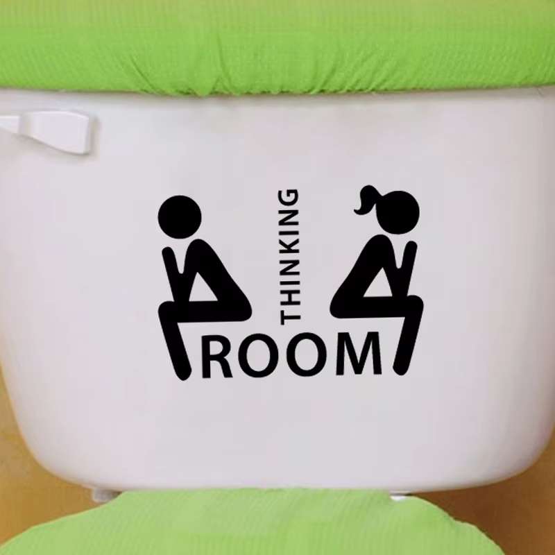 Autocollant mural créatif à motifs pour salle de bain et toilettes, décoration de chambre intéressan