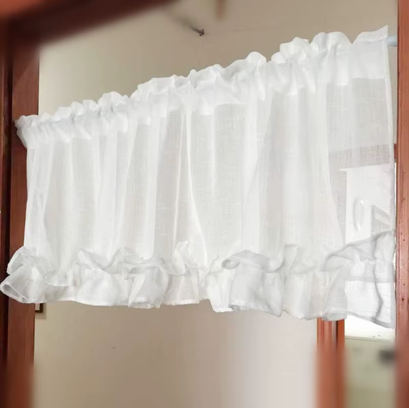 Demi rideau blanc mode café fil Lotus feuille dentelle Pure court rideau pour Bar cuisine armoire po