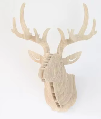 Décoration murale tête de cerf wapiti, puzzle 3D bricolage, sculpture bois de cerf, ornement d'art m