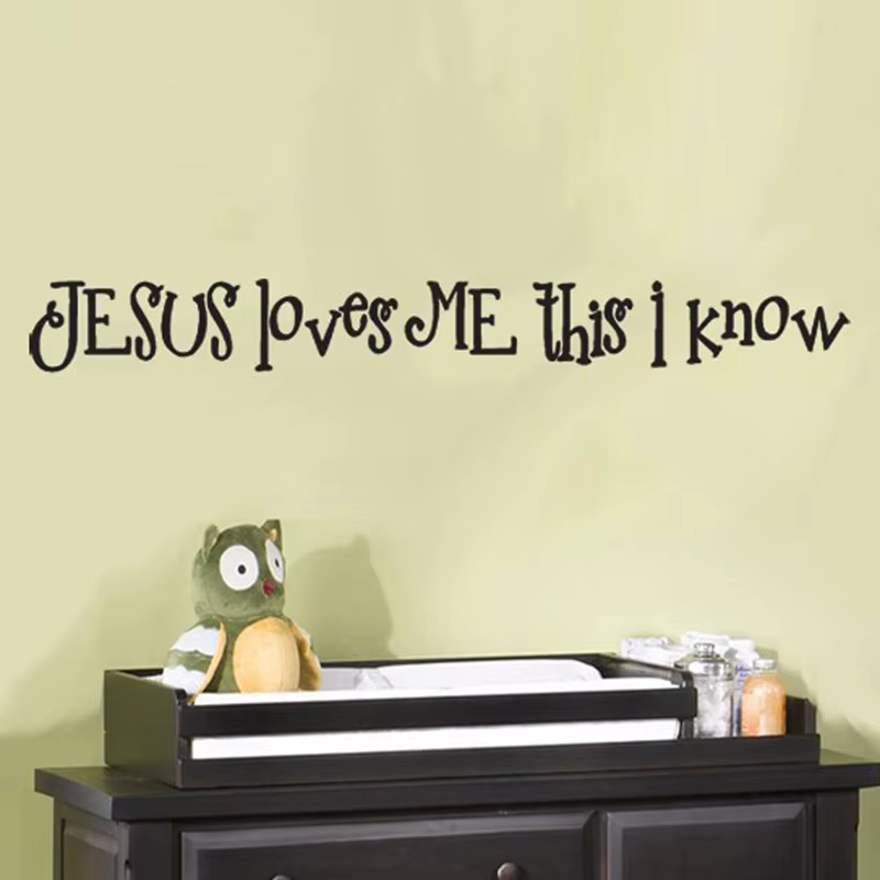 Autocollant mural "jésus love me", pour salon, chambre à coucher, sparadrap de décoration, papier pe