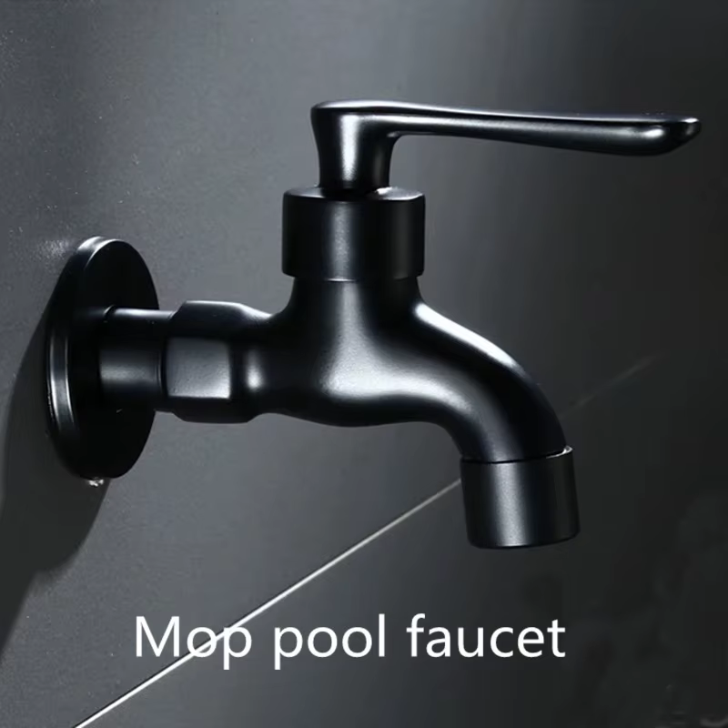 Robinet mural LIUYUE en laiton noir pour salle de bain, machine à laver, jardin extérieur, robinet d