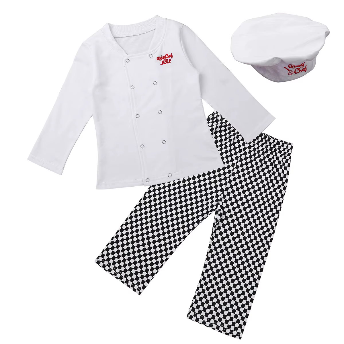Tenues de cosplay de chef cuisinier pour bébé, uniforme de cuisine, t-shirt, pantalon, chapeau, cost