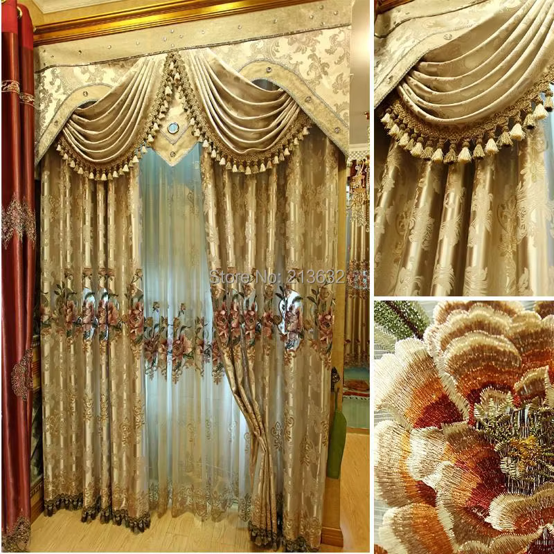 Rideaux Golden Hall pour salon, draperies Serape fleurs de luxe, couverture de fenêtre, rideau de po
