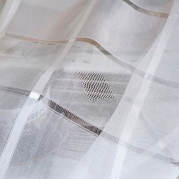 Rideaux carrés en Tulle blanc pour salon, doux au toucher des mains, rideaux modernes à carreaux pou