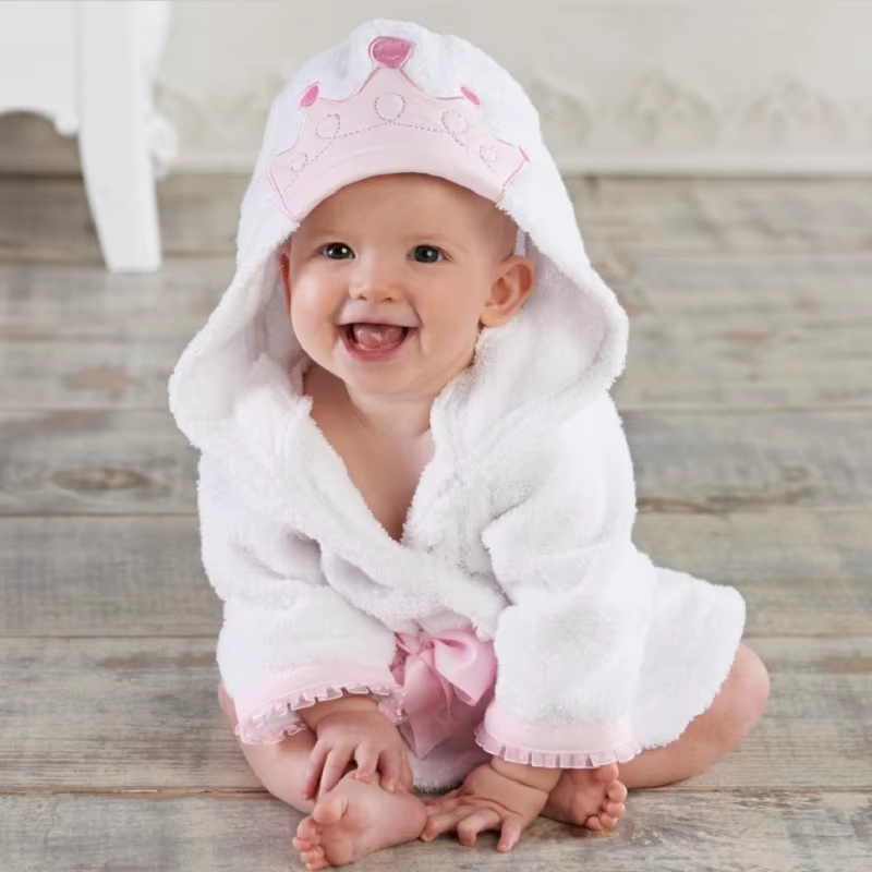 Hooyi-Serviette de bain couronne princesse pour enfants, couvertures pour nouveau-nés, peignoir bébé