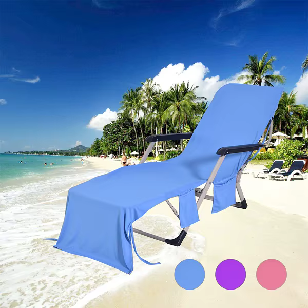 Serviette de plage pour adultes, transat pour le soleil, lit, jardin, piscine, salon, poches, sac de