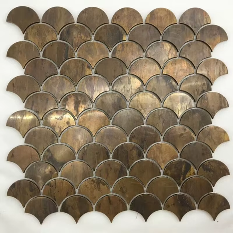 12 pièces/lot, carrelage mosaïque en cuivre en forme de coquille Vintage pour dosseret de cuisine, c