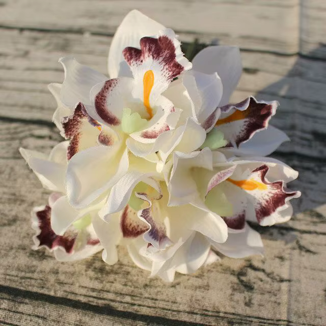 Décoration de mariage à 7 têtes, orchidée artificielle, fleur décorative en soie, violet, bouquet de