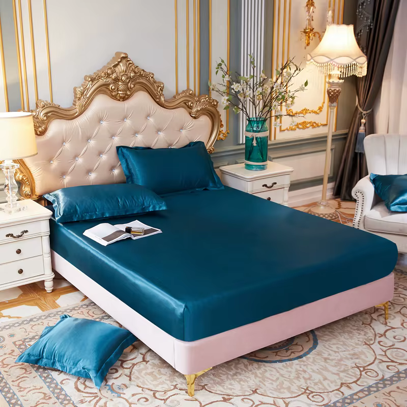 Drap-housse en satin solide avec bande élastique, housse de matelas haut de gamme, drap de lit, simp