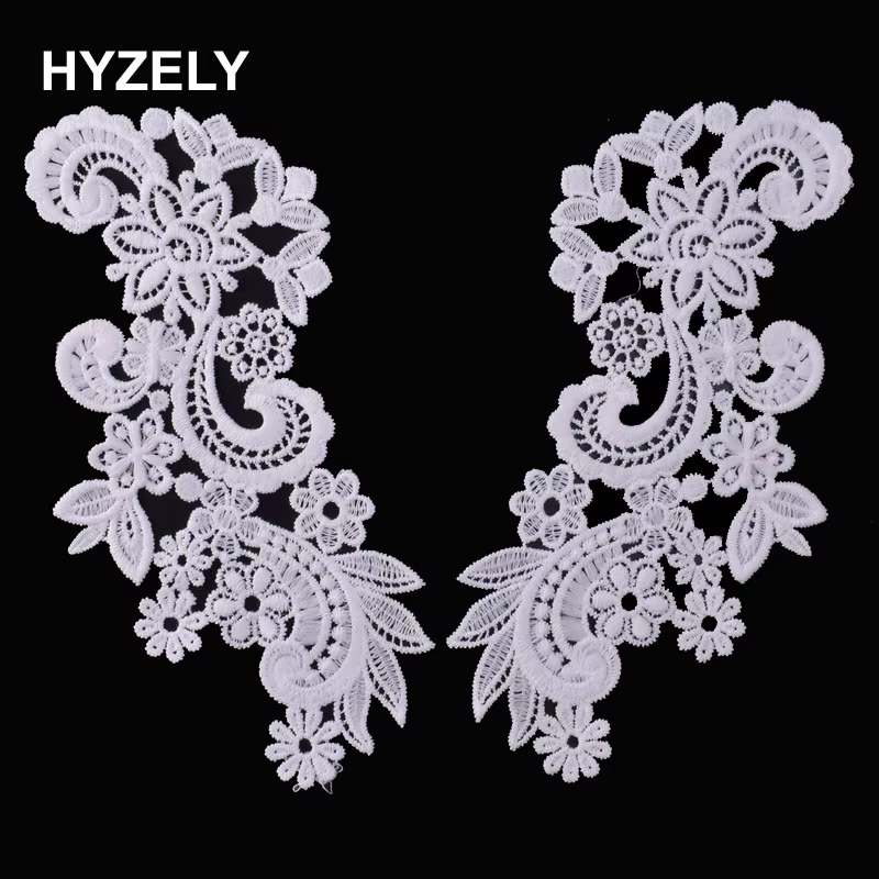 1 Paire de Collets Brodés Appliqués en Dentelle Blanche pour Couture, Accessoire de Mode Féminin DIY