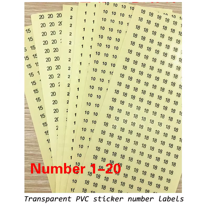 Autocollant transparent en PVC pour vêtements, accessoires vestisens, numéro 1 à 30, taille 0.8cm, d
