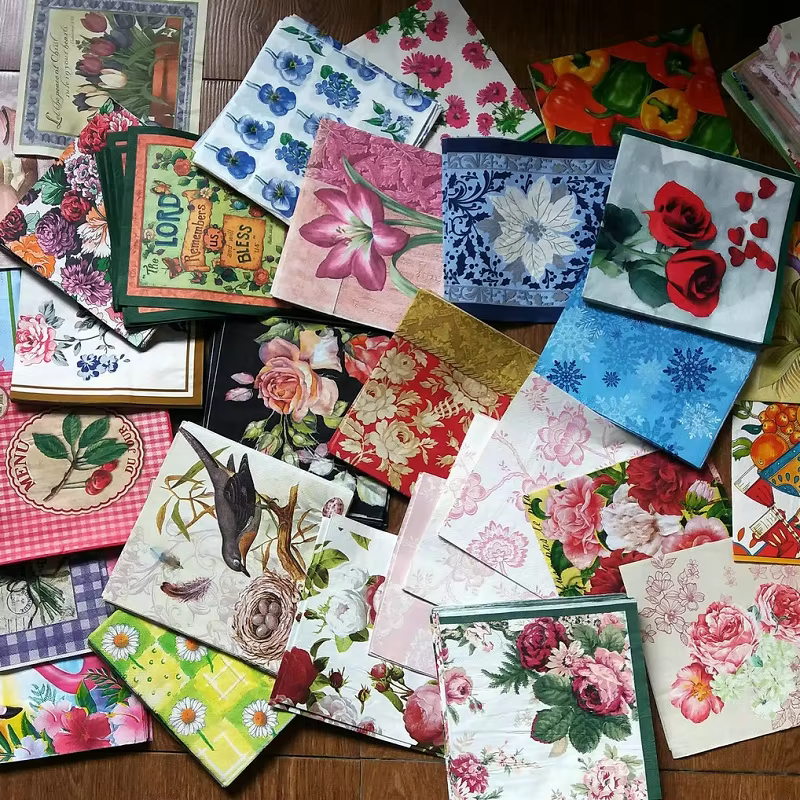 Assortiment de serviettes en papier, 30 feuilles, pour découpage, Art rétro Vintage, tissu décoratif