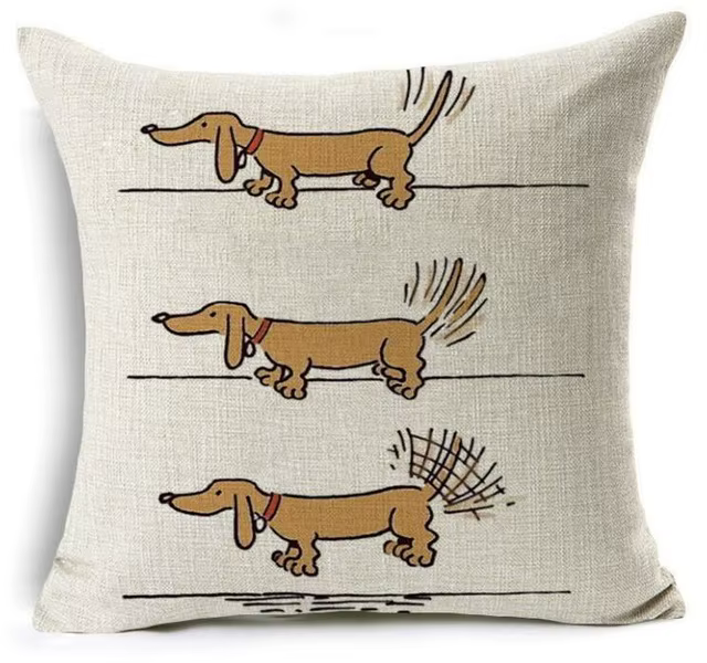 Housse de coussin en forme de chien teckel, taie d'oreiller de noël, joyeux anniversaire, saucisse, 