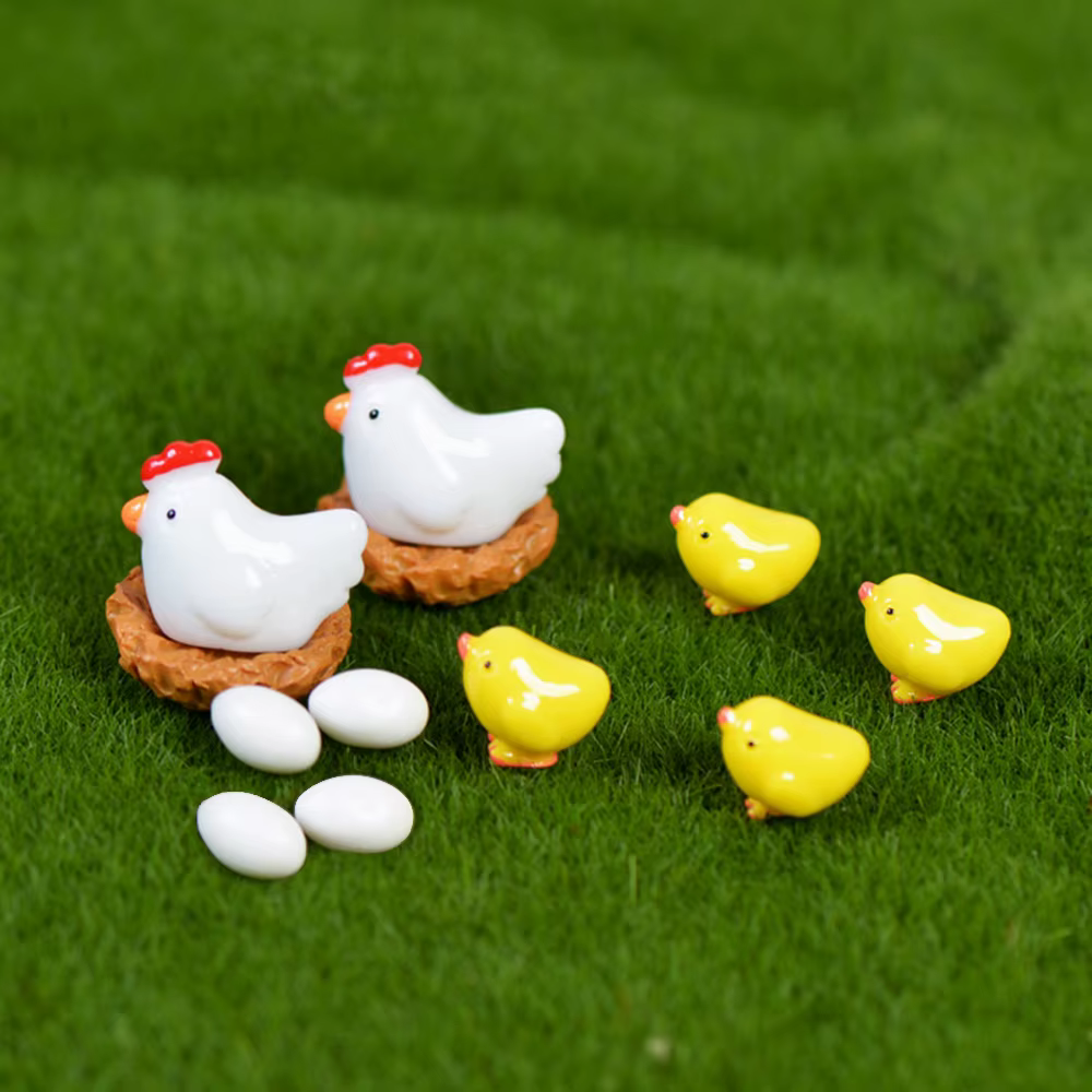 Nid de producteurs de poules pour la décoration de la maison, poulet mélangé, accessoires mignons, d