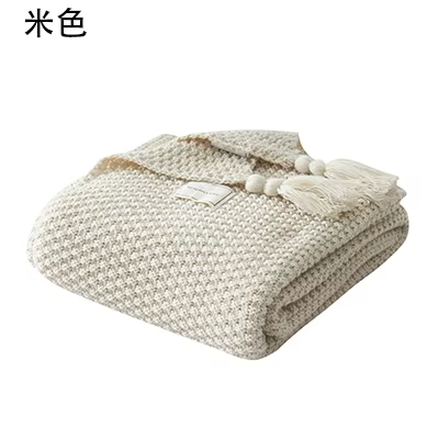 HOLAROOM couverture en fil avec gland solide Beige gris café jeter couverture pour chambre canapé Te