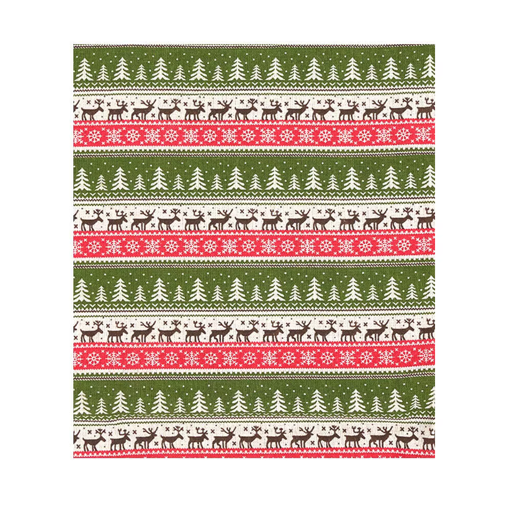 Tissu en coton et lin imprimé rennes 70x45CM pour la couture d'hiver, Noël, fournitures de bricolage