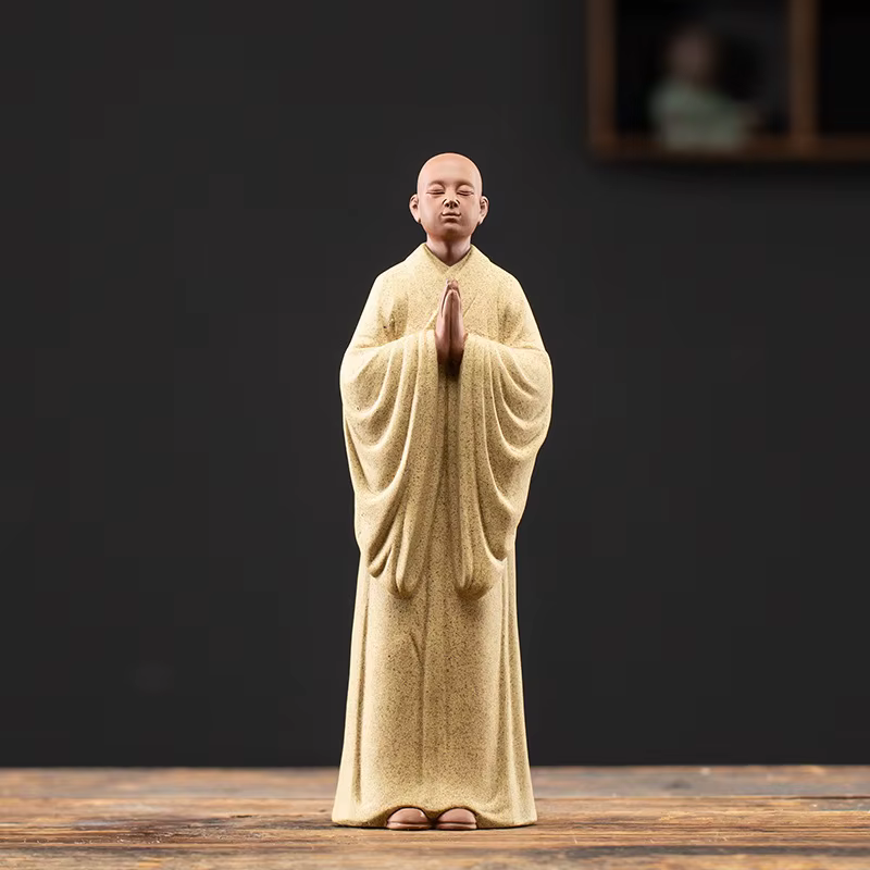 Statues en céramique de moine Zen chinois, Sculptures d'art moderne, petit moine Zisha, salon de mai