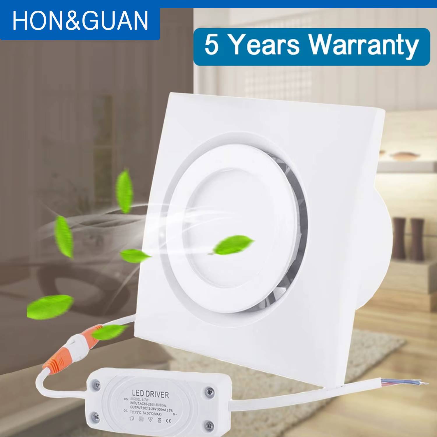 Hon & Guan 4-Ventilateur Silencieux pour la Maison, Hotte de Cuisine, Ventilation pour Plafond, Fenê
